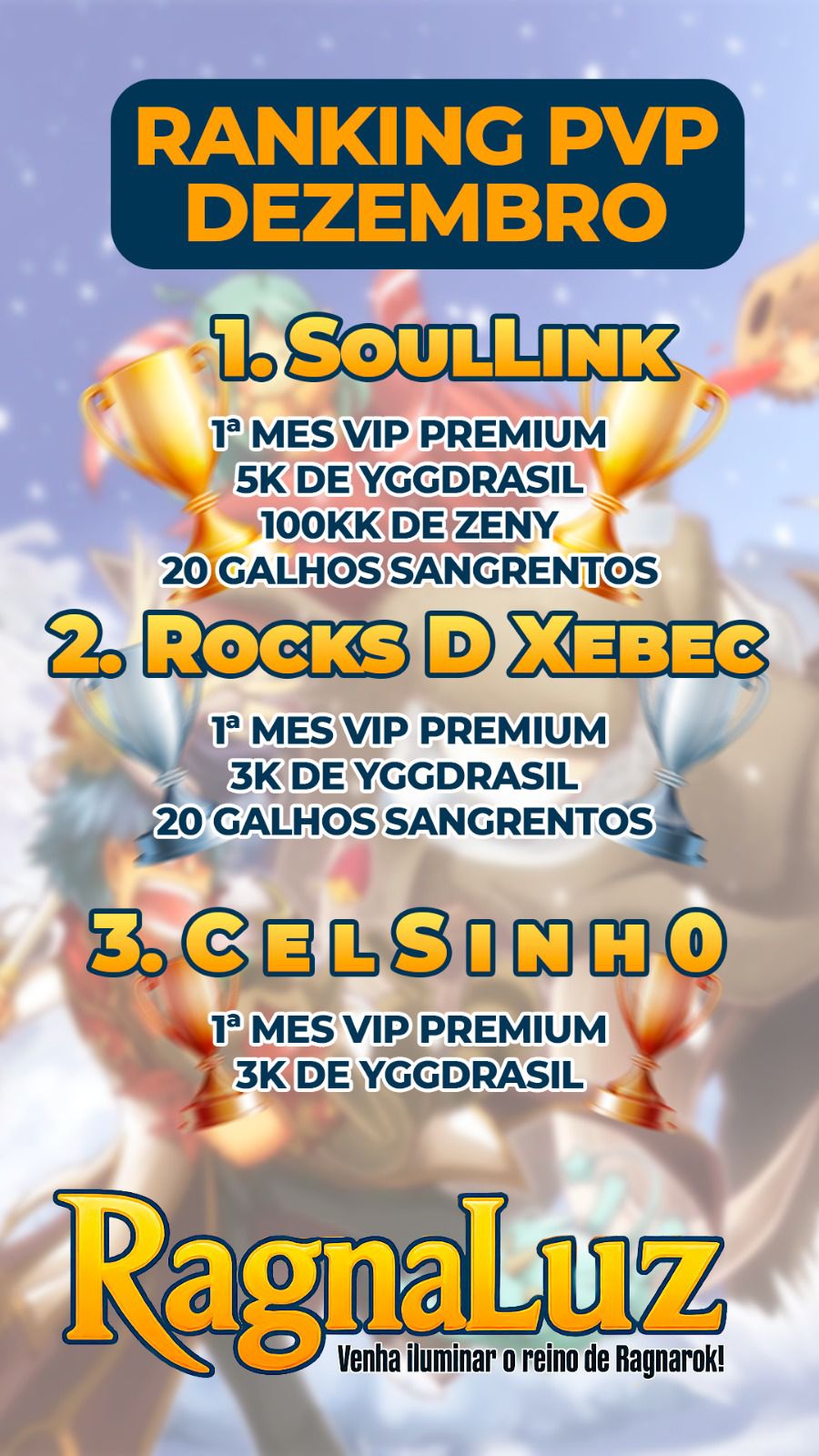 Vencedores ranking pvp do m&ecirc;s de dezembro 2025.
